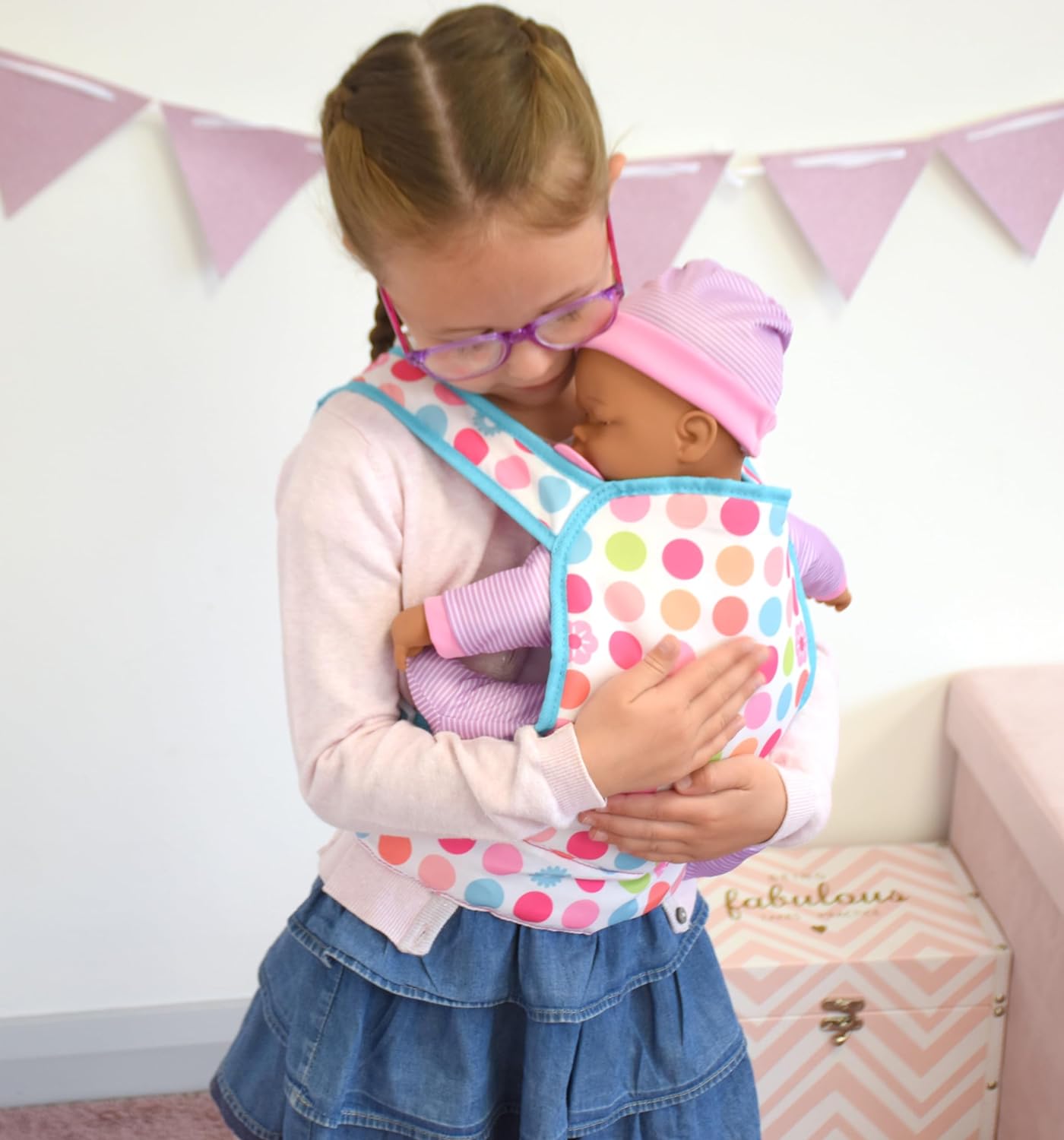 Baby Doll Carrier With Adjustable Straps and Comfy Padding- Pink