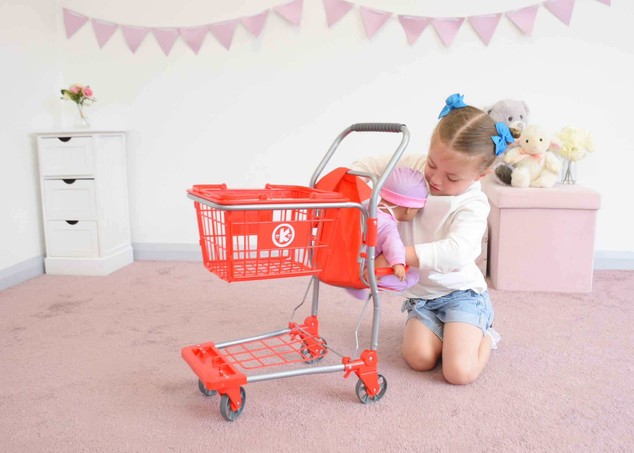 KOOKAMUNGA KIDS 2 in 1 Shopping Cart for Kids - Kids Shopping Cart - Toy Grocery Cart