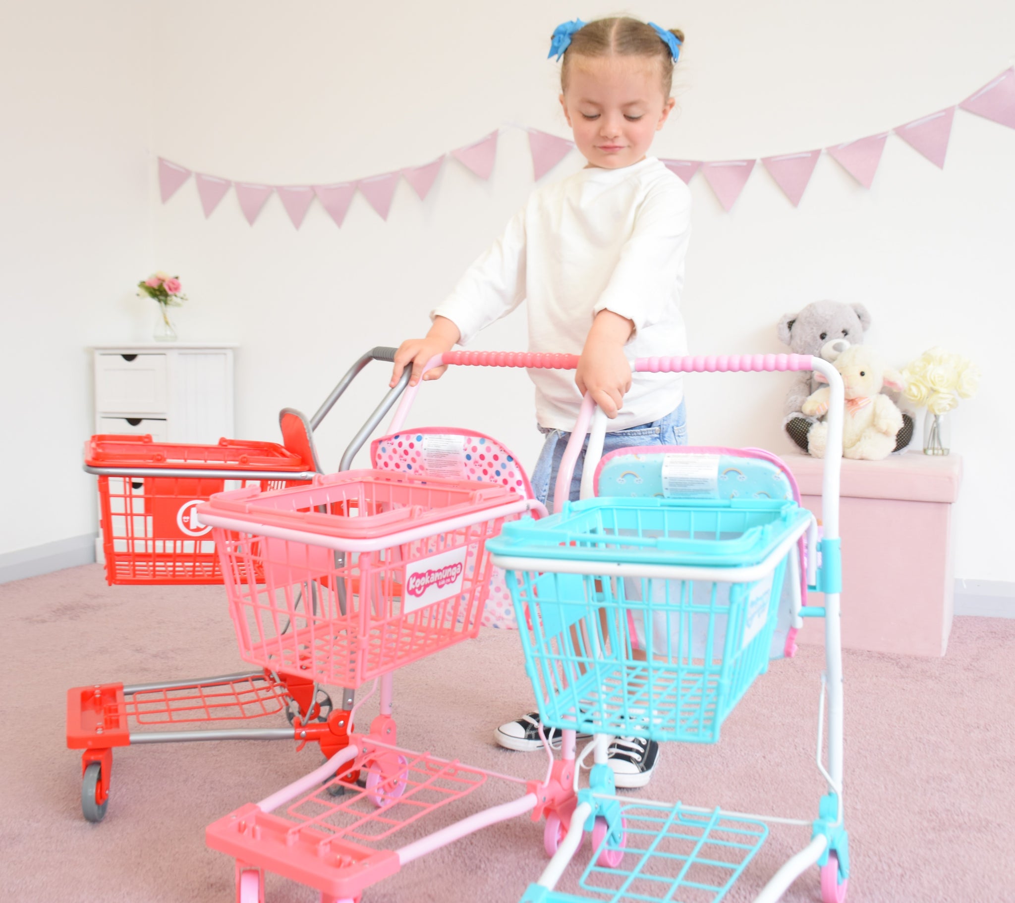 KOOKAMUNGA KIDS 2 in 1 Shopping Cart for Kids - Kids Shopping Cart - Toy Grocery Cart