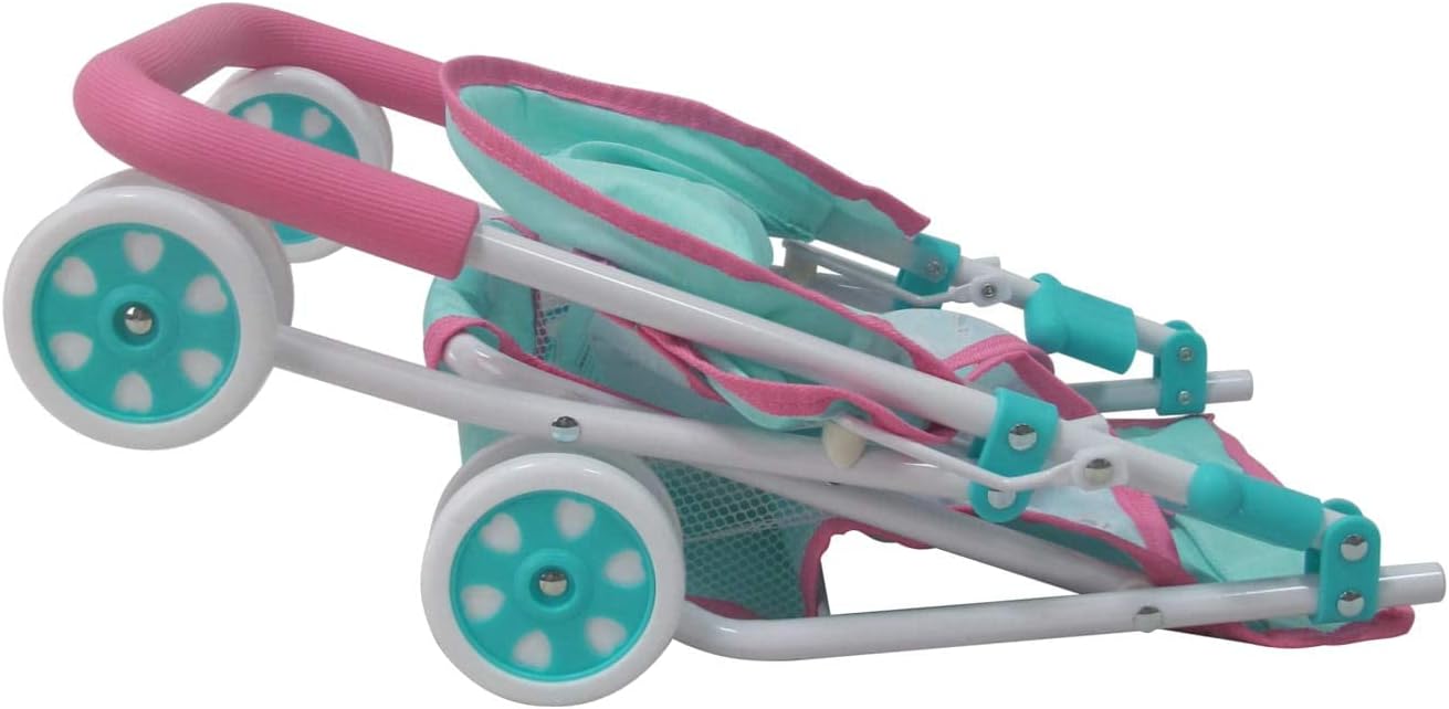 Easy Fold Doll Stroller- Blue Rainbow Design