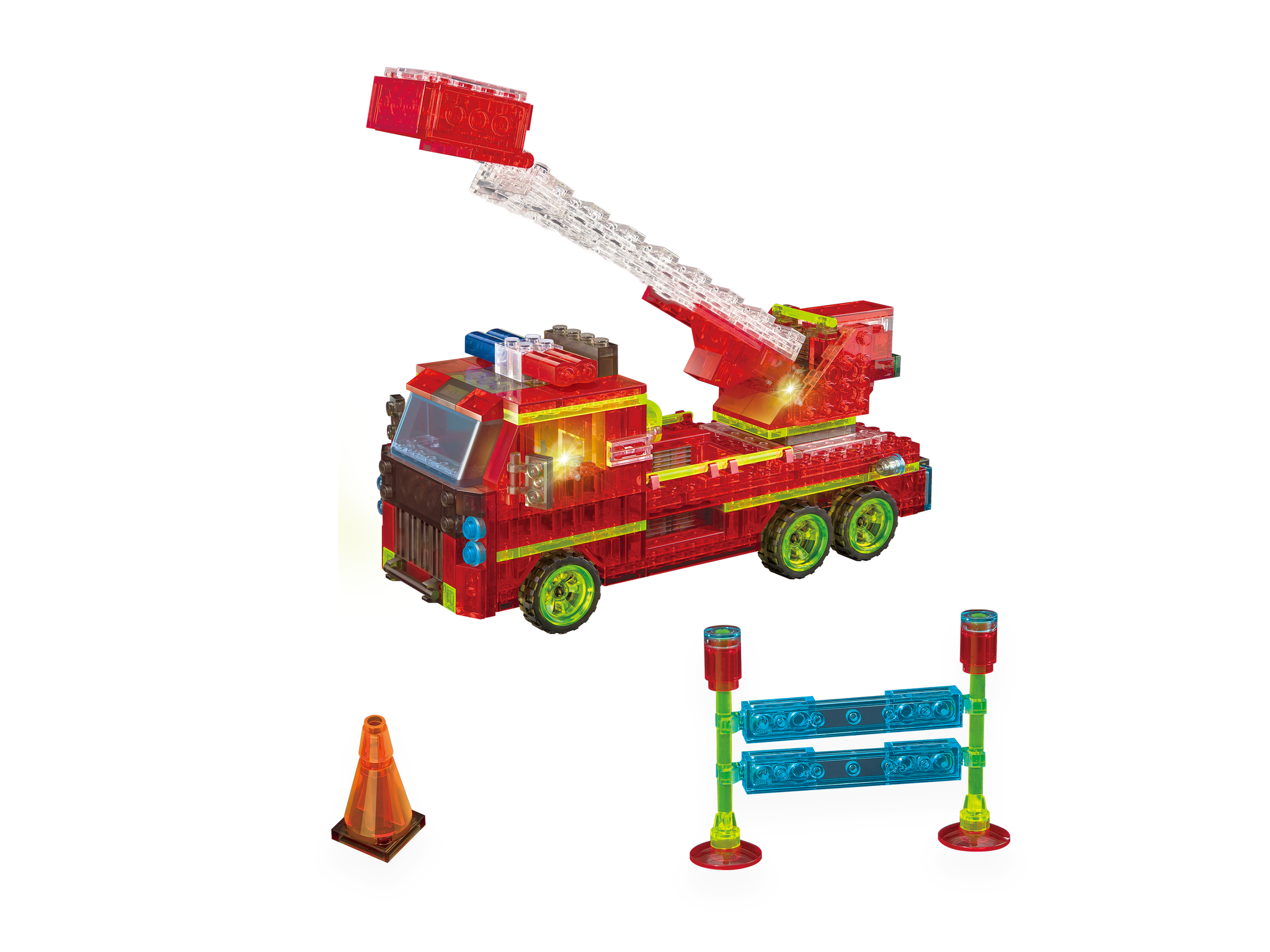 Fire Truck Building Block Kit with LED Lightboxes (318 Pieces)