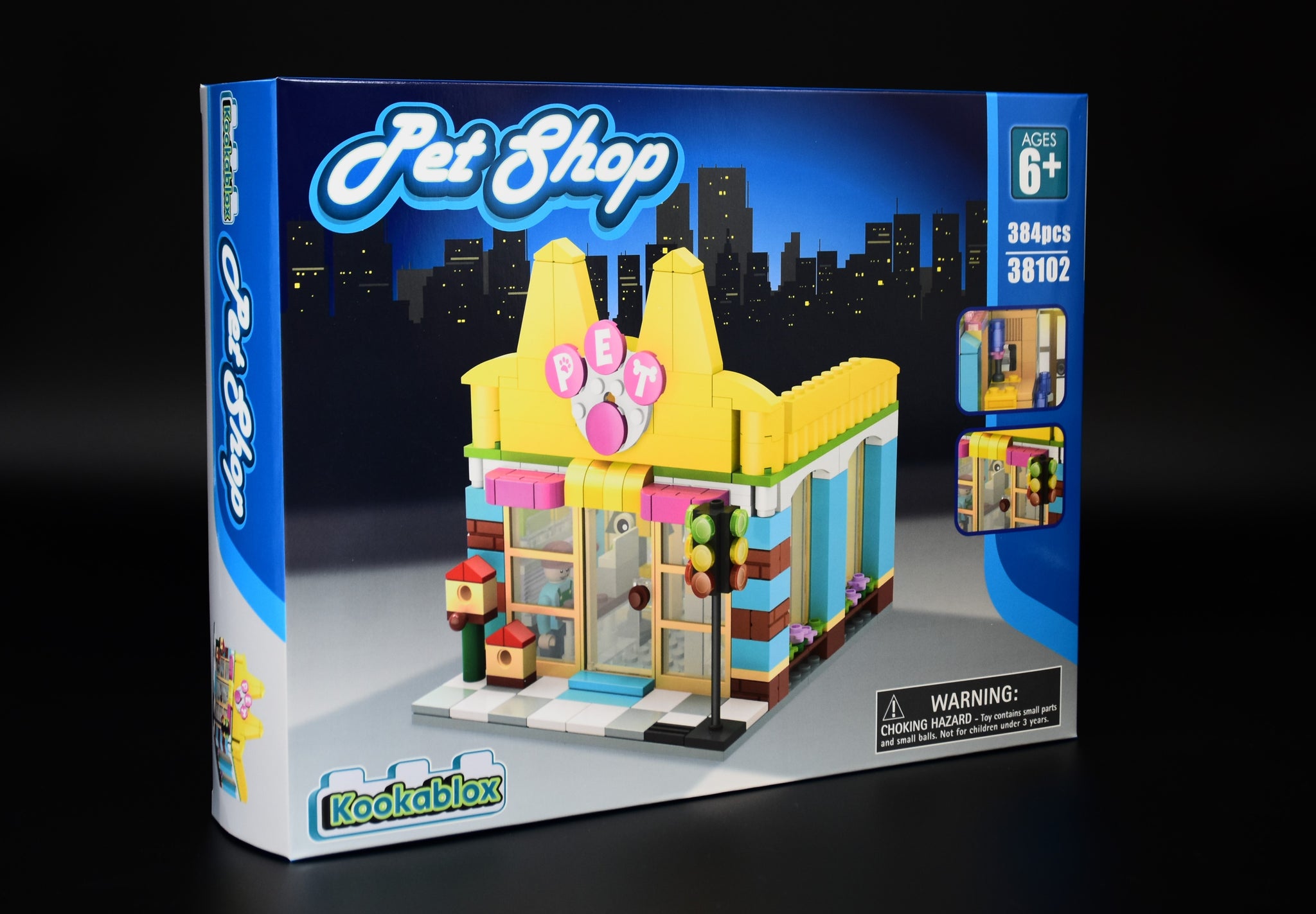 Pet Store Building Block Set with LED Lightbox, Animal Figures and Mini Figures