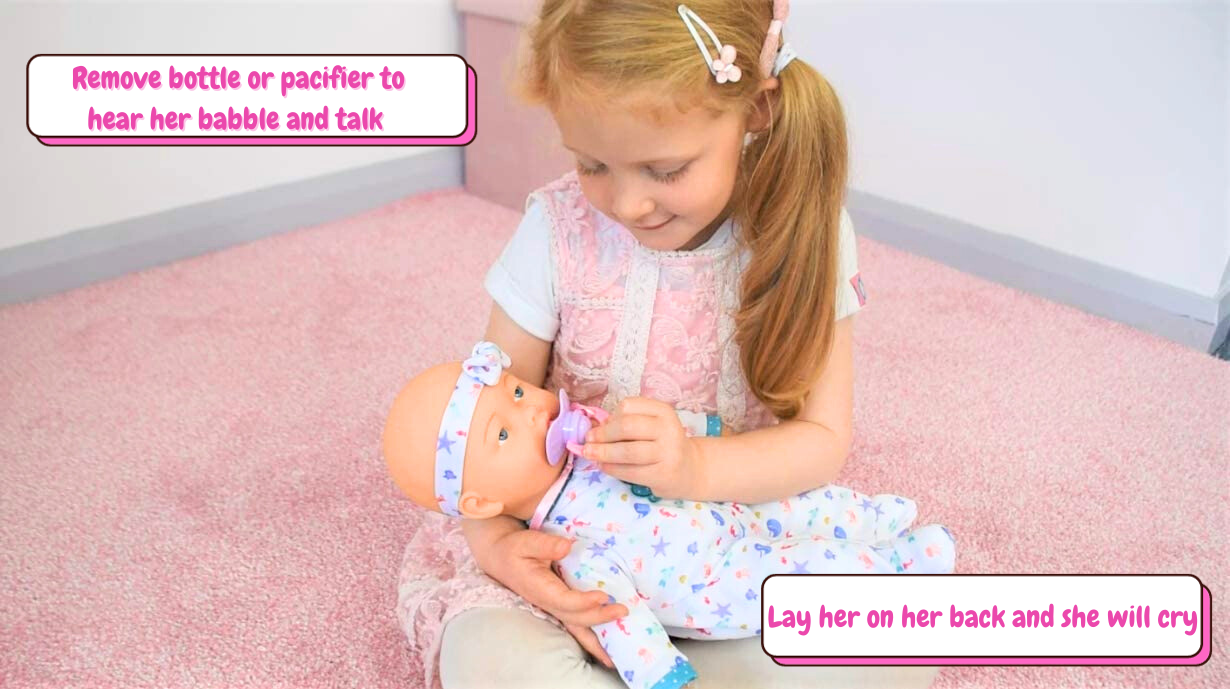 Crying baby doll with pacifier shop