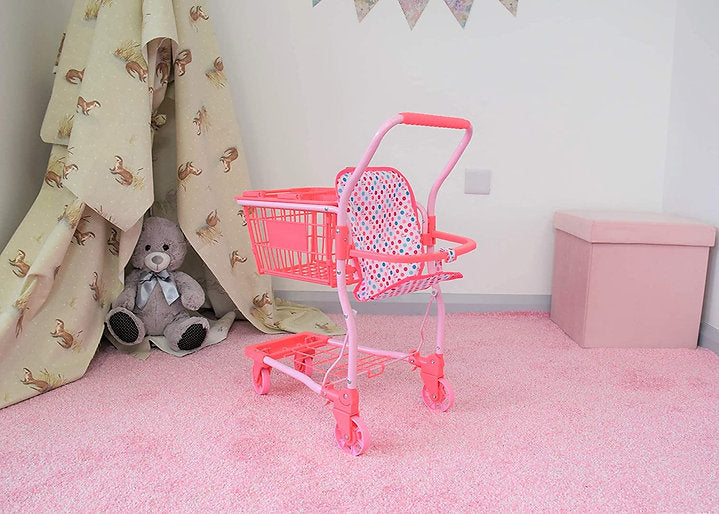 Pink Toy Shopping Cart With Doll Seat